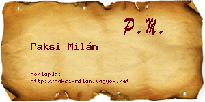 Paksi Milán névjegykártya